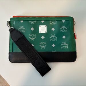 MCM Green and Black Unisex Wristlet